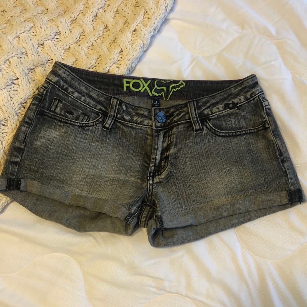Fox Gray Jean Shorts Black Detail and Studs Size 3